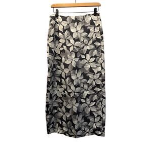 Charter Club Silk Gray and White Floral Straight Wrap Maxi skirt Size M/L or 10?